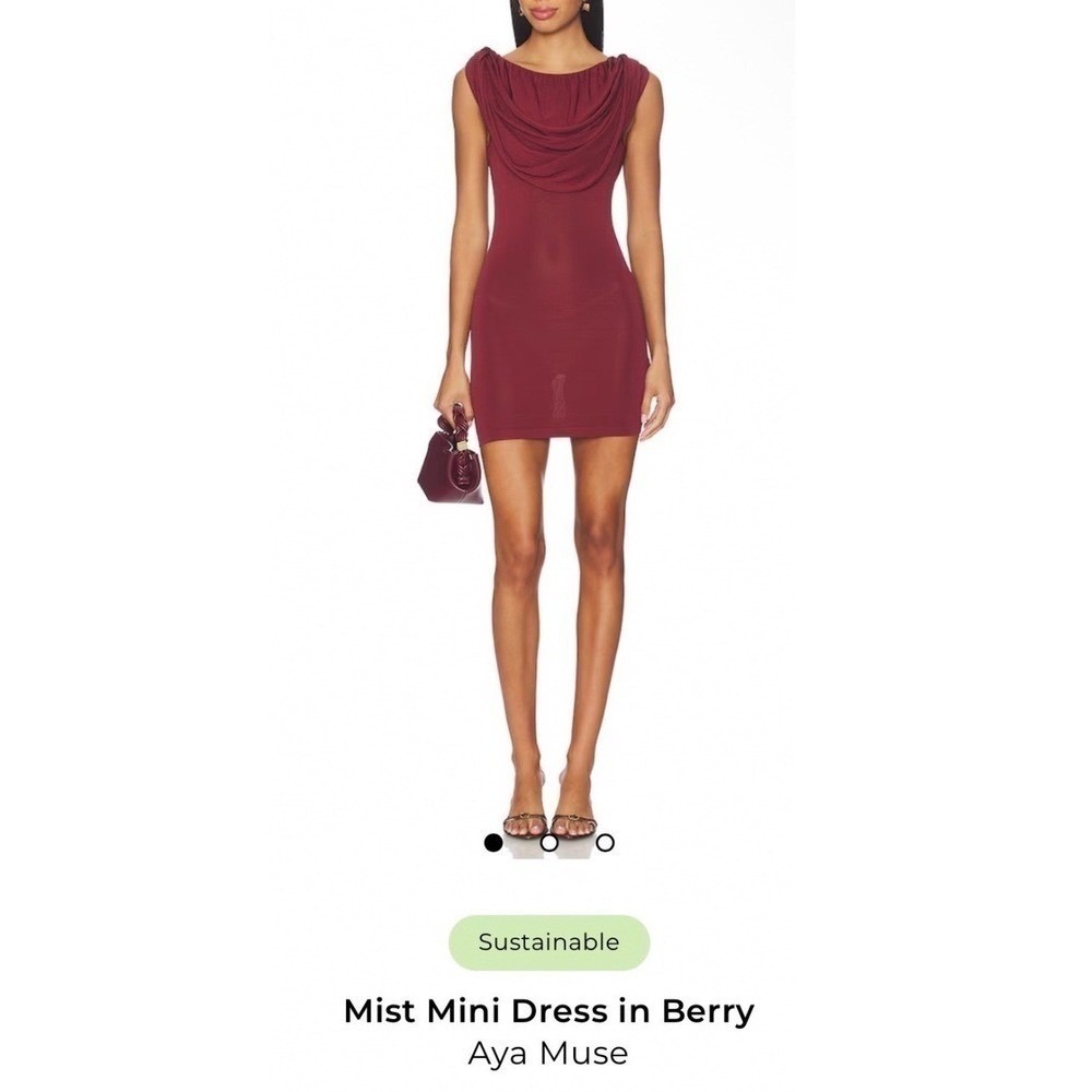 AYA MUSE Burgundy Draped Cowl Neck Sleeveless Knit Mini Dress Size L